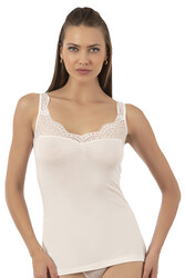 Özkan 26961 Kadın Pamuklu Modal Dantelli Esnek Yumuşak Kalın Askılı Atlet - Thumbnail