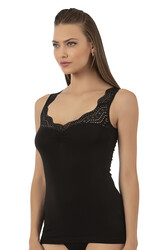 Özkan 26961 Kadın Pamuklu Modal Dantelli Esnek Yumuşak Kalın Askılı Atlet - Thumbnail