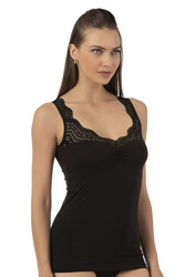 Özkan 26961 Kadın Pamuklu Modal Dantelli Esnek Yumuşak Kalın Askılı Atlet - Thumbnail