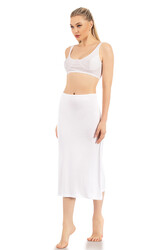 Özkan 26975 Kadın Viskon Kumaş Diz Altı Uzun Etek Elbise Astarı Jüpon Kombinezon - Thumbnail