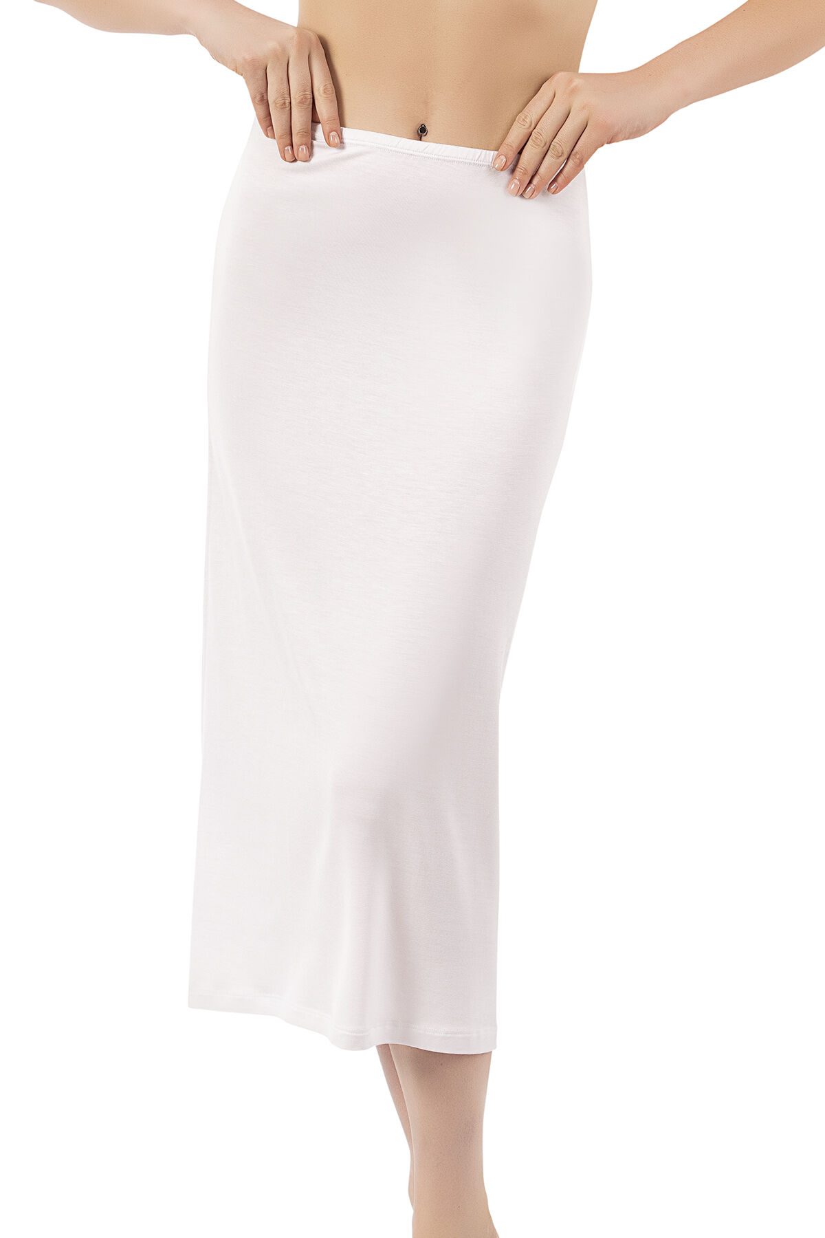 Özkan 26975 Kadın Viskon Kumaş Diz Altı Uzun Etek Elbise Astarı Jüpon Kombinezon