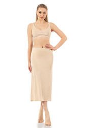 Özkan 26975 Kadın Viskon Kumaş Diz Altı Uzun Etek Elbise Astarı Jüpon Kombinezon - Thumbnail