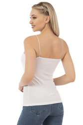 Özkan 27042 Kadın Pamuklu Modal Esnek Rahat İnce Spagetti Askılı Yakası Dikişsiz Örme Atlet - Thumbnail