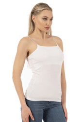 Özkan 27042 Kadın Pamuklu Modal Esnek Rahat İnce Spagetti Askılı Yakası Dikişsiz Örme Atlet - Thumbnail