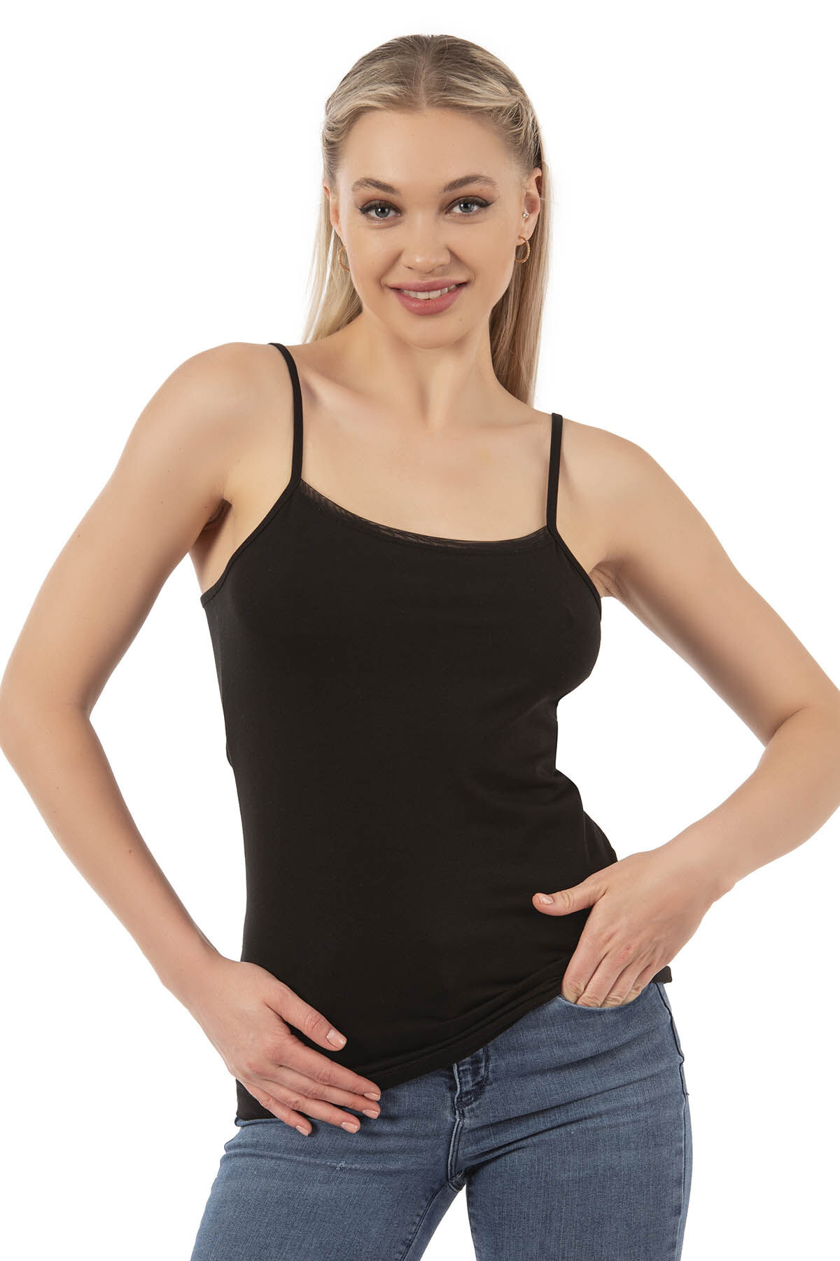 Özkan 27105 Kadın Pamuklu Modal Esnek Rahat İp Askılı Örme Atlet