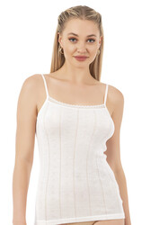 Özkan 27106 Kadın Viskon Transferli Ribana Esnek Rahat İp Askılı Örme Atle - Thumbnail