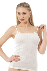 Özkan 27106 Kadın Viskon Transferli Ribana Esnek Rahat İp Askılı Örme Atle - Thumbnail