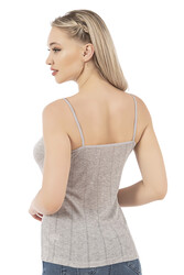 Özkan 27106 Kadın Viskon Transferli Ribana Esnek Rahat İp Askılı Örme Atle - Thumbnail