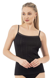 Özkan 27106 Kadın Viskon Transferli Ribana Esnek Rahat İp Askılı Örme Atle - Thumbnail