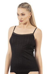 Özkan 27106 Kadın Viskon Transferli Ribana Esnek Rahat İp Askılı Örme Atle - Thumbnail