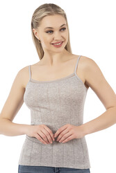 Özkan 27106 Kadın Viskon Transferli Ribana Esnek Rahat İp Askılı Örme Atle - Thumbnail