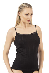 Özkan 27106 Kadın Viskon Transferli Ribana Esnek Rahat İp Askılı Örme Atle - Thumbnail