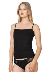 Özkan 27218 Kadın Premium Viskon Kumaş Kaşkorse Fitilli Esnek Rahat İp Askılı Atlet - Thumbnail