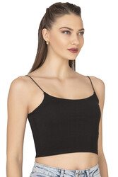 Özkan 27370 Kadın Modal Pamuklu Likralı Esnek Rahat Vücuda Oturan Spagetti Askılı Örme Crop Atlet - Thumbnail