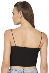 Özkan 27370 Kadın Modal Pamuklu Likralı Esnek Rahat Vücuda Oturan Spagetti Askılı Örme Crop Atlet - Thumbnail