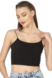 Özkan 27370 Kadın Modal Pamuklu Likralı Esnek Rahat Vücuda Oturan Spagetti Askılı Örme Crop Atlet - Thumbnail