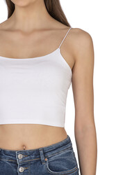 Özkan 27370 Kadın Modal Pamuklu Likralı Esnek Rahat Vücuda Oturan Spagetti Askılı Örme Crop Atlet - Thumbnail