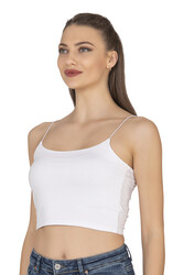 Özkan 27370 Kadın Modal Pamuklu Likralı Esnek Rahat Vücuda Oturan Spagetti Askılı Örme Crop Atlet - Thumbnail