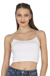 Özkan 27370 Kadın Modal Pamuklu Likralı Esnek Rahat Vücuda Oturan Spagetti Askılı Örme Crop Atlet - Thumbnail