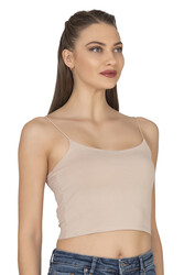 Özkan 27370 Kadın Modal Pamuklu Likralı Esnek Rahat Vücuda Oturan Spagetti Askılı Örme Crop Atlet - Thumbnail