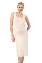 Özkan 27372 Kadın Premium Kumaş Viskon Diz Altı Uzun Esnek Rahat Kalın Askılı Kombinezon Elbise Jüpon Astar - Thumbnail