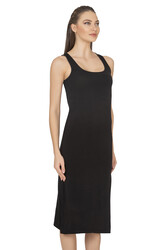 Özkan 27372 Kadın Premium Kumaş Viskon Diz Altı Uzun Esnek Rahat Kalın Askılı Kombinezon Elbise Jüpon Astar - Thumbnail