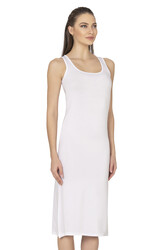 Özkan 27372 Kadın Premium Kumaş Viskon Diz Altı Uzun Esnek Rahat Kalın Askılı Kombinezon Elbise Jüpon Astar - Thumbnail