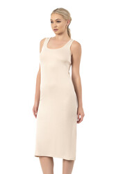 Özkan 27372 Kadın Premium Kumaş Viskon Diz Altı Uzun Esnek Rahat Kalın Askılı Kombinezon Elbise Jüpon Astar - Thumbnail