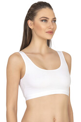 Özkan 27408 Kadın Viskon Kumaş Çıkarılabilir Pedli Balensiz Kaşkorse Kalın Askılı Sütyen Büstiyer - Thumbnail