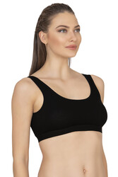 Özkan 27408 Kadın Viskon Kumaş Çıkarılabilir Pedli Balensiz Kaşkorse Kalın Askılı Sütyen Büstiyer - Thumbnail