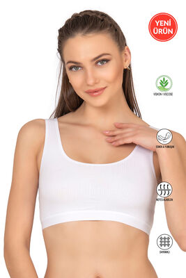 Özkan Underwear - Özkan 27408 Kadın Viskon Kumaş Çıkarılabilir Pedli Balensiz Kaşkorse Kalın Askılı Sütyen Büstiyer