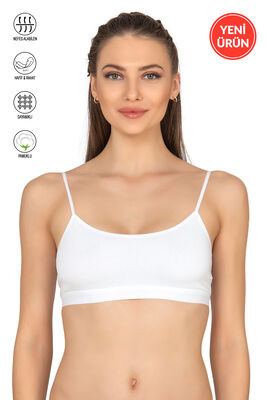 Özkan Underwear - Özkan 27409 Kadın Pamuklu Likralı Çıkarılabilir Pedli Balensiz Süprem Kumaş İp Askılı Sporcu Sütyen Büstiyer