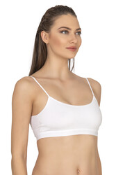 Özkan 27409 Kadın Pamuklu Likralı Çıkarılabilir Pedli Balensiz Süprem Kumaş İp Askılı Sporcu Sütyen Büstiyer - Thumbnail