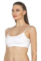 Özkan 27409 Kadın Pamuklu Likralı Çıkarılabilir Pedli Balensiz Süprem Kumaş İp Askılı Sporcu Sütyen Büstiyer - Thumbnail