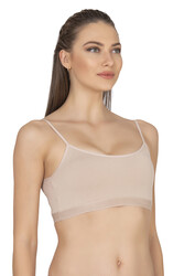 Özkan 27409 Kadın Pamuklu Likralı Çıkarılabilir Pedli Balensiz Süprem Kumaş İp Askılı Sporcu Sütyen Büstiyer - Thumbnail