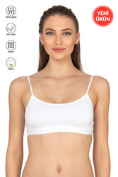 Özkan 27409 Kadın Pamuklu Likralı Çıkarılabilir Pedli Balensiz Süprem Kumaş İp Askılı Sporcu Sütyen Büstiyer - Thumbnail