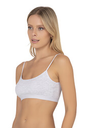 Özkan 27409 Kadın Pamuklu Likralı Çıkarılabilir Pedli Balensiz Süprem Kumaş İp Askılı Sporcu Sütyen Büstiyer - Thumbnail