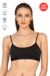 Özkan 27409 Kadın Pamuklu Likralı Çıkarılabilir Pedli Balensiz Süprem Kumaş İp Askılı Sporcu Sütyen Büstiyer - Thumbnail