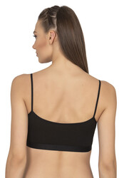 Özkan 27409 Kadın Pamuklu Likralı Çıkarılabilir Pedli Balensiz Süprem Kumaş İp Askılı Sporcu Sütyen Büstiyer - Thumbnail