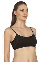 Özkan 27409 Kadın Pamuklu Likralı Çıkarılabilir Pedli Balensiz Süprem Kumaş İp Askılı Sporcu Sütyen Büstiyer - Thumbnail