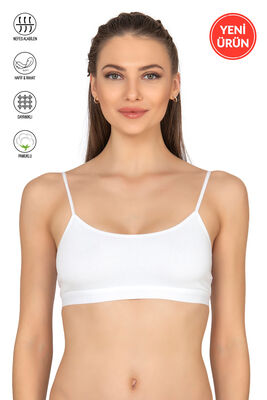 Özkan Underwear - Özkan 27409 Kadın Pamuklu Likralı Çıkarılabilir Pedli Balensiz Süprem Kumaş İp Askılı Sporcu Sütyen Büstiyer