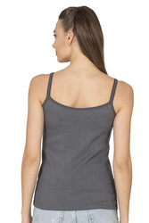 Özkan 27412 Kadın Viskon Kaşkorse Kumaş Esnek Rahat Tül Biyeli İp Askılı Atlet - Thumbnail