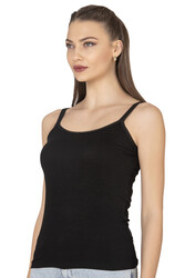 Özkan 27412 Kadın Viskon Kaşkorse Kumaş Esnek Rahat Tül Biyeli İp Askılı Atlet - Thumbnail