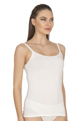 Özkan 27412 Kadın Viskon Kaşkorse Kumaş Esnek Rahat Tül Biyeli İp Askılı Atlet - Thumbnail