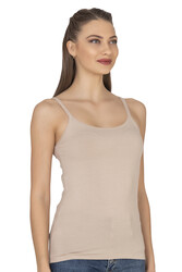 Özkan 27412 Kadın Viskon Kaşkorse Kumaş Esnek Rahat Tül Biyeli İp Askılı Atlet - Thumbnail