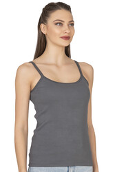 Özkan 27412 Kadın Viskon Kaşkorse Kumaş Esnek Rahat Tül Biyeli İp Askılı Atlet - Thumbnail