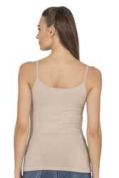 Özkan 27412 Kadın Viskon Kaşkorse Kumaş Esnek Rahat Tül Biyeli İp Askılı Atlet - Thumbnail