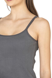 Özkan 27412 Kadın Viskon Kaşkorse Kumaş Esnek Rahat Tül Biyeli İp Askılı Atlet - Thumbnail