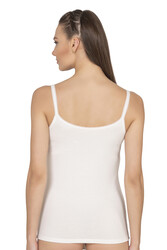 Özkan 27412 Kadın Viskon Kaşkorse Kumaş Esnek Rahat Tül Biyeli İp Askılı Atlet - Thumbnail