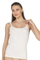 Özkan 27412 Kadın Viskon Kaşkorse Kumaş Esnek Rahat Tül Biyeli İp Askılı Atlet - Thumbnail